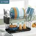 2 Tier Drainer Metal Dish Rack For Kitchen